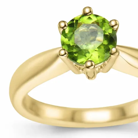 grünem Peridot Solitärring in 14 Karat Gold 1,27 ct