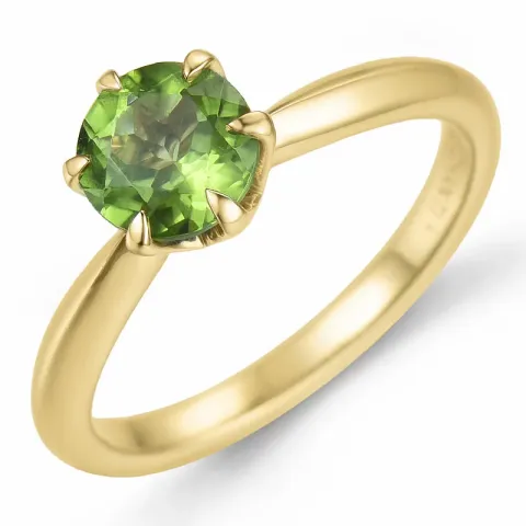 grünem Peridot Solitärring in 14 Karat Gold 1,27 ct