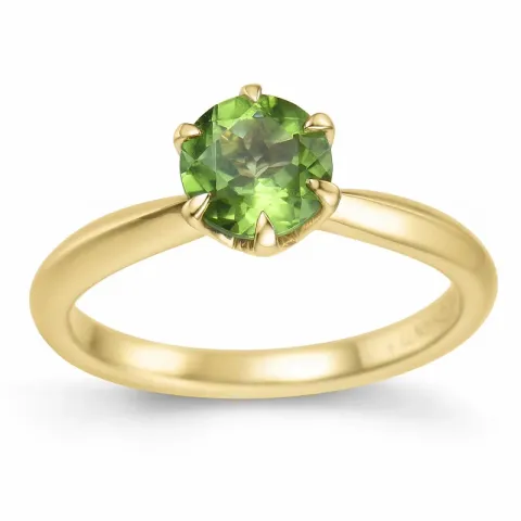 grünem Peridot Solitärring in 14 Karat Gold 1,27 ct