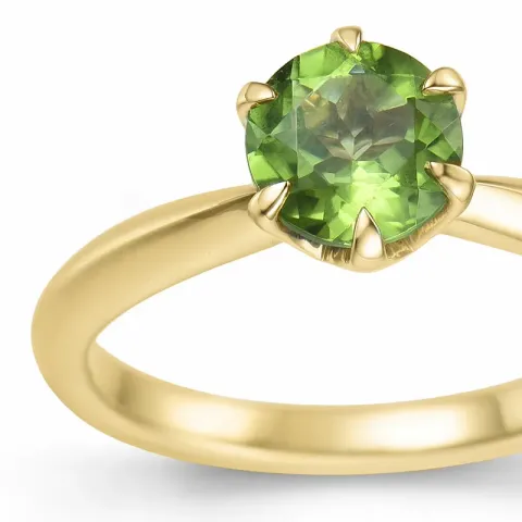 grünem Peridot Solitärring in 14 Karat Gold 1,27 ct