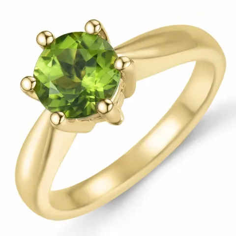 grünem Peridot Solitärring in 14 Karat Gold 1,55 ct