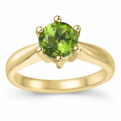 grünem Peridot Solitärring in 14 Karat Gold 1,55 ct