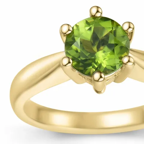 grünem Peridot Solitärring in 14 Karat Gold 1,55 ct