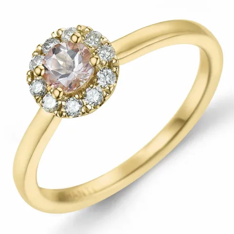 runder morganit Diamantring in 14 Karat Gold 0,22 ct 0,15 ct