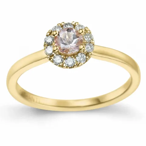 runder morganit Diamantring in 14 Karat Gold 0,22 ct 0,15 ct