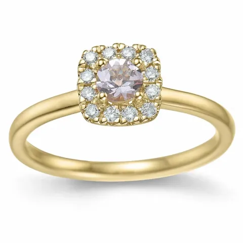 viereckigem morganit Diamantring in 14 Karat Gold 0,22 ct 0,14 ct