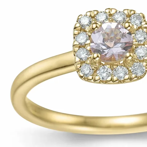 viereckigem morganit Diamantring in 14 Karat Gold 0,22 ct 0,14 ct