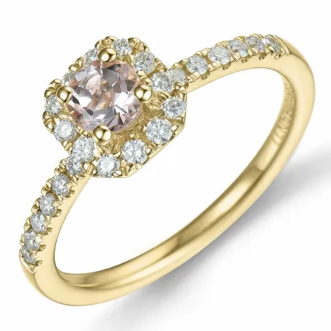 viereckigem morganit Brillantring in 14 Karat Gold 0,22 ct 0,246 ct