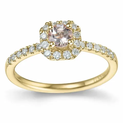 viereckigem morganit Brillantring in 14 Karat Gold 0,22 ct 0,246 ct