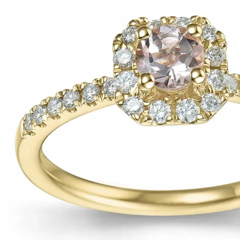 viereckigem morganit Brillantring in 14 Karat Gold 0,22 ct 0,246 ct