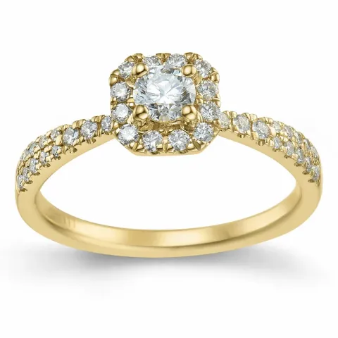 viereckigem Diamant Herzring in 14 Karat Gold 0,26 ct 0,30 ct