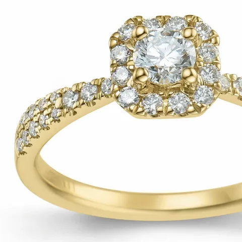 viereckigem Diamant Herzring in 14 Karat Gold 0,26 ct 0,30 ct