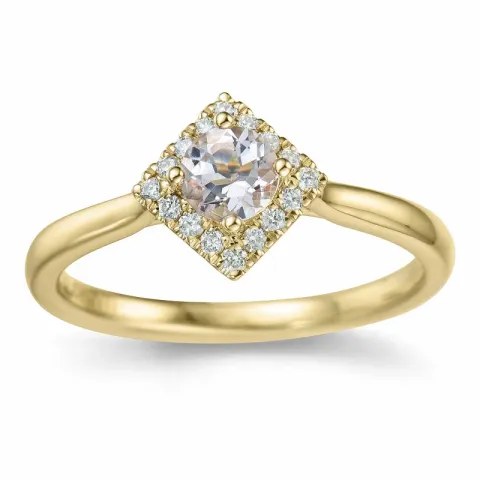 viereckigem morganit Diamantring in 14 Karat Gold 0,32 ct 0,112 ct