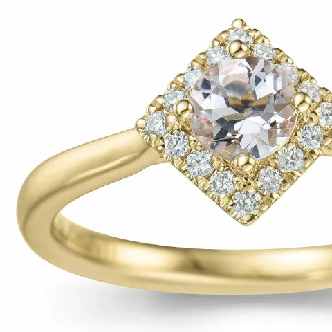 viereckigem morganit Diamantring in 14 Karat Gold 0,32 ct 0,112 ct