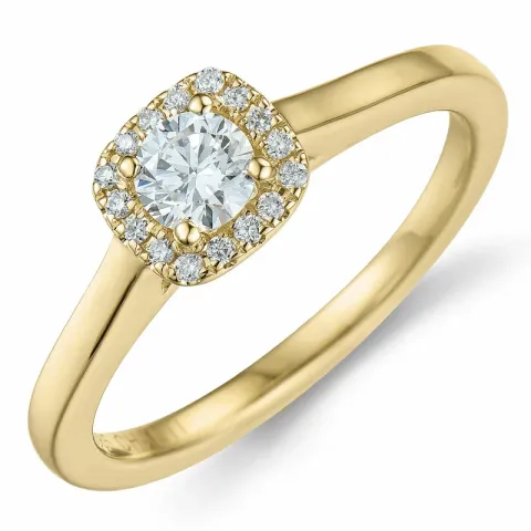 viereckigem Diamant Ring in 14 Karat Gold 0,26 ct 0,064 ct