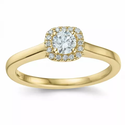 viereckigem Diamant Ring in 14 Karat Gold 0,26 ct 0,064 ct