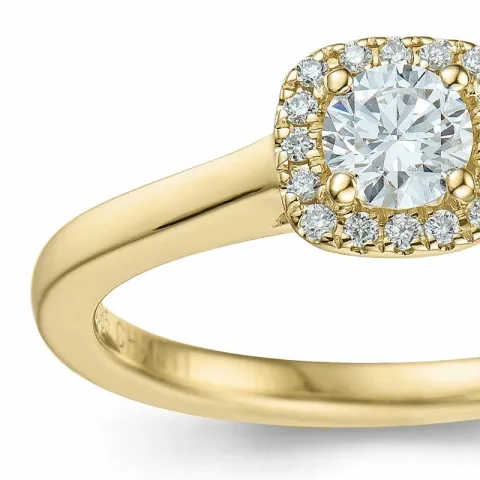 viereckigem Diamant Ring in 14 Karat Gold 0,26 ct 0,064 ct