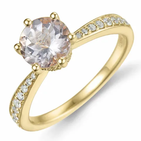 morganit Diamantring in 14 Karat Gold 1,20 ct 0,256 ct