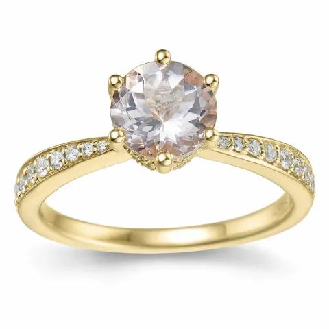 morganit Diamantring in 14 Karat Gold 1,20 ct 0,256 ct