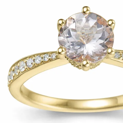 morganit Diamantring in 14 Karat Gold 1,20 ct 0,256 ct