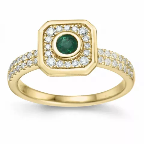 viereckigem Smaragd Diamantring in 14 Karat Gold 0,22 ct 0,308 ct
