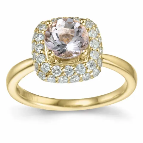 Elegant viereckigem morganit Diamantring in 14 Karat Gold 0,98 ct 0,624 ct