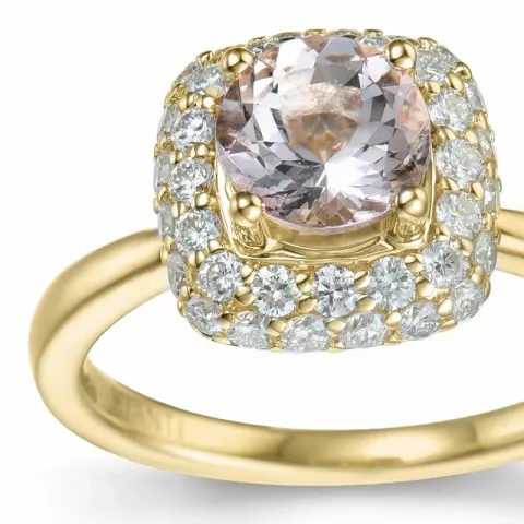 Elegant viereckigem morganit Diamantring in 14 Karat Gold 0,98 ct 0,624 ct