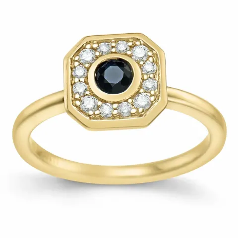 viereckigem Saphir Brillantring in 14 Karat Gold 0,306 ct 0,192 ct