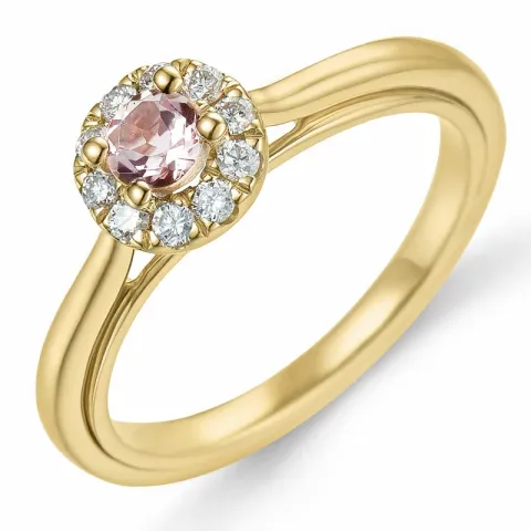 morganit Diamantring in 14 Karat Gold 0,19 ct 0,15 ct