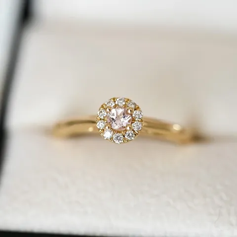 morganit Diamantring in 14 Karat Gold 0,19 ct 0,15 ct