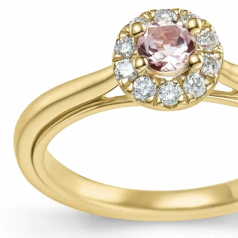 morganit Diamantring in 14 Karat Gold 0,19 ct 0,15 ct