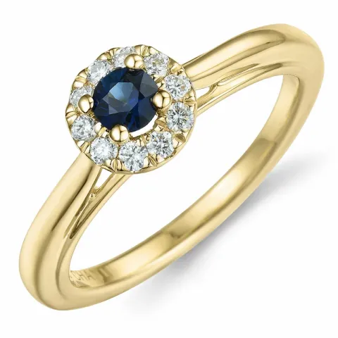 Saphir Diamantring in 14 Karat Gold 0,306 ct 0,15 ct