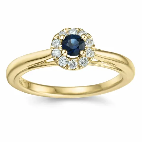 Saphir Diamantring in 14 Karat Gold 0,306 ct 0,15 ct