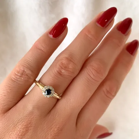 Saphir Diamantring in 14 Karat Gold 0,306 ct 0,15 ct