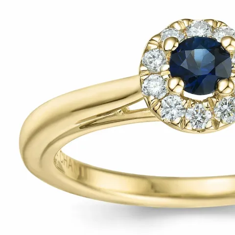 Saphir Diamantring in 14 Karat Gold 0,306 ct 0,15 ct