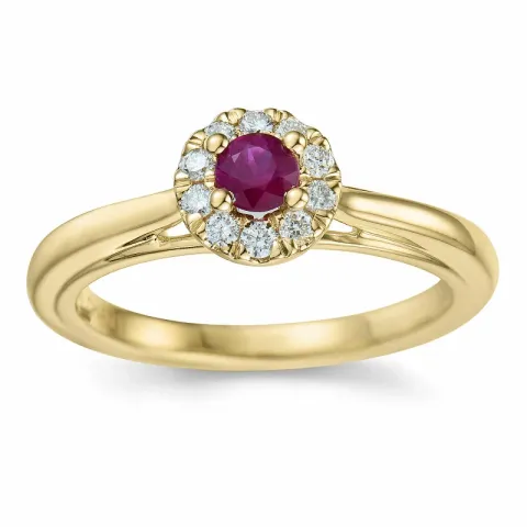 Rubin Diamantring in 14 Karat Gold 0,306 ct 0,15 ct