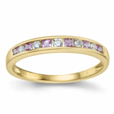 pink Saphir Brillantring in 14 Karat Gold 0,109 ct 0,18 ct 0,06 ct