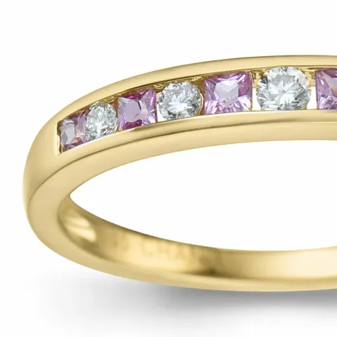 pink Saphir Brillantring in 14 Karat Gold 0,109 ct 0,18 ct 0,06 ct