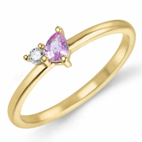 pinkfarbenem Saphir Diamantring in 14 Karat Gold 0,04 ct 0,22 ct