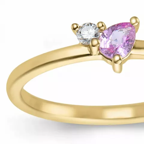 pinkfarbenem Saphir Diamantring in 14 Karat Gold 0,04 ct 0,22 ct