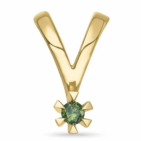 0,05 ct grünem behandelter Naturdiamant Solitäranhänger in 14 karat Gold 0,051 ct