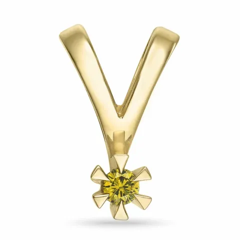 0,05 ct gelbem behandelter Naturdiamant Solitäranhänger in 14 karat Gold 0,051 ct
