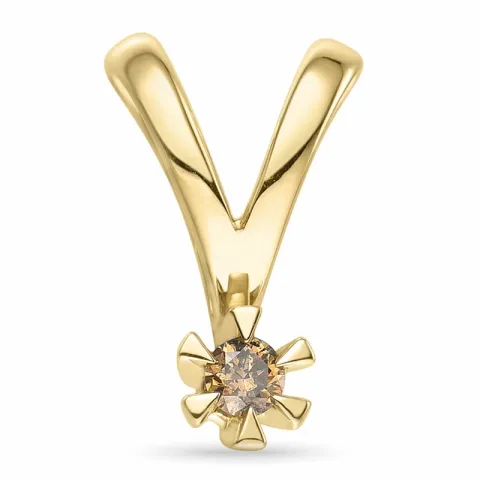 0,05 ct dunkelbraun Diamant Solitäranhänger in 14 karat Gold 0,051 ct