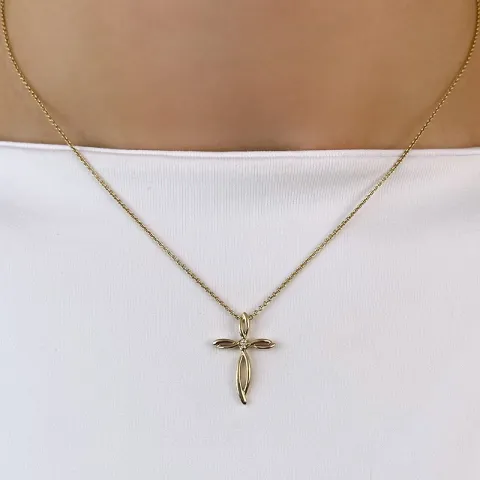 Kreuz Diamant Anhänger in 14 karat Gold 0,019 ct