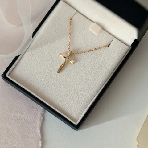 Kreuz Diamant Anhänger in 14 karat Gold 0,031 ct