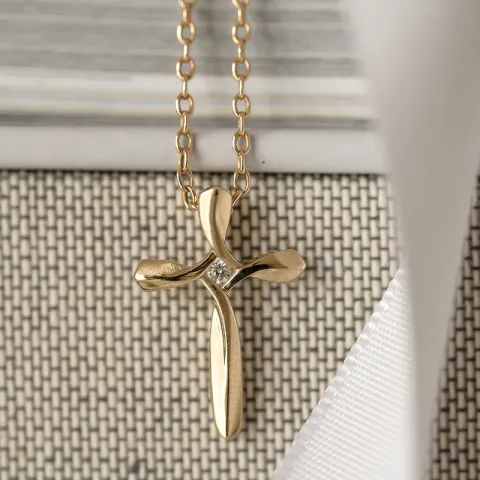 Kreuz Diamant Anhänger in 14 karat Gold 0,031 ct