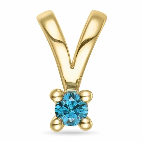 0,14 ct blauem behandelter Naturdiamant Solitäranhänger in 14 karat Gold 0,14 ct