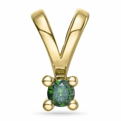 0,14 ct grünem behandelter Naturdiamant Solitäranhänger in 14 karat Gold 0,14 ct
