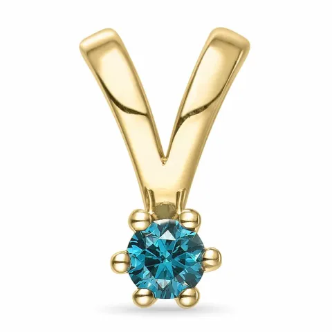 0,14 ct blauem behandelter Naturdiamant Solitäranhänger in 14 karat Gold 0,14 ct