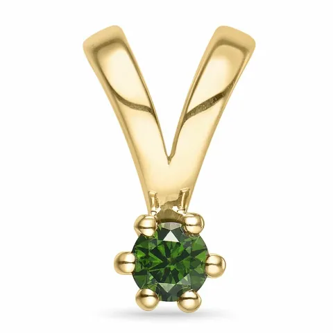 0,14 ct grünem behandelter Naturdiamant Solitäranhänger in 14 karat Gold 0,14 ct